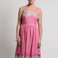 Silk self-stripes chiffon dress with contrast lace details - SOLD OUT