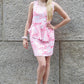 Ponte knit abstract print peplum waist dress