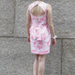 Ponte knit abstract print peplum waist dress