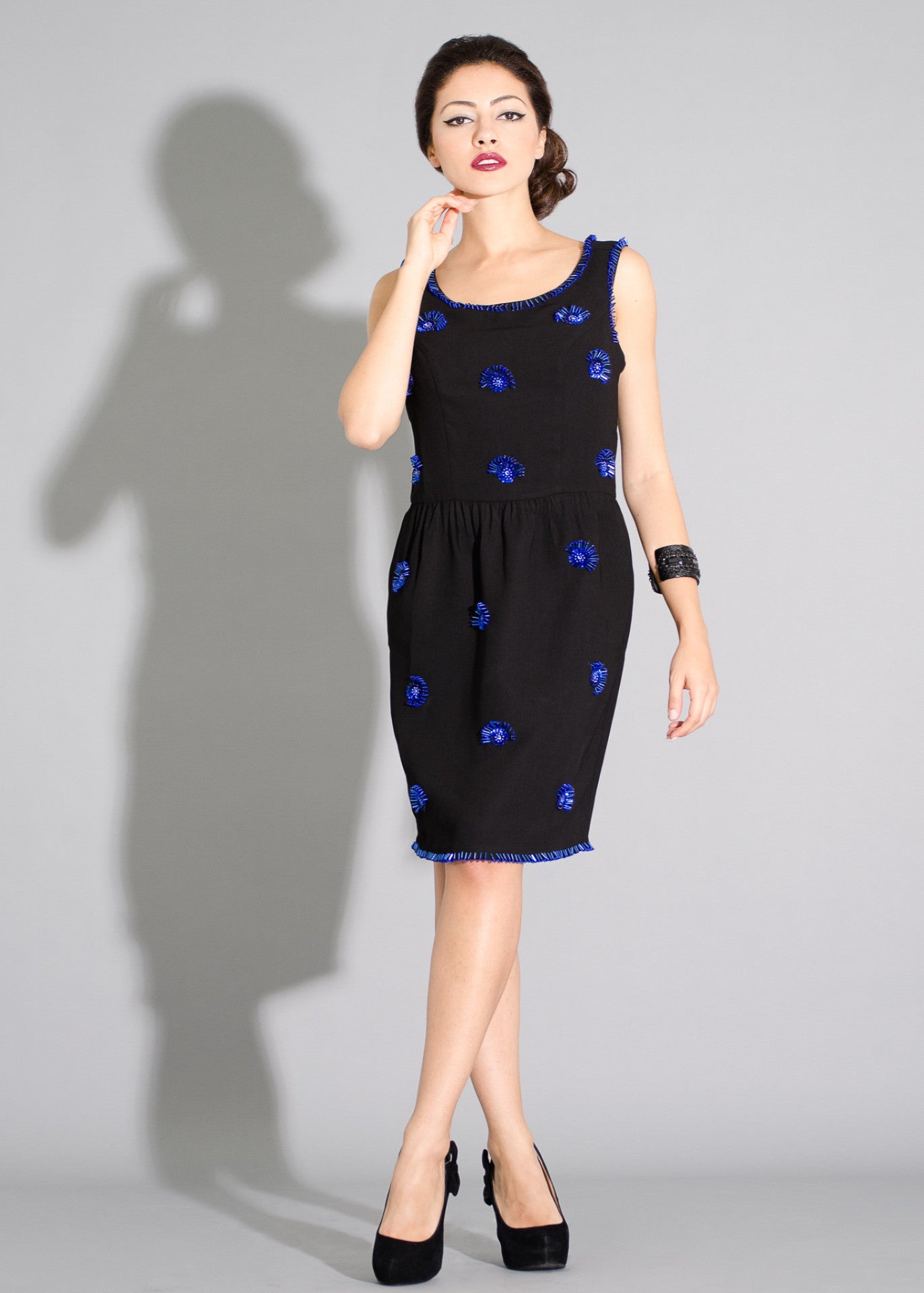 Audrey- Sheath dress with 3-D contrast beading- SOLD OUT