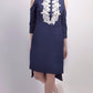 Cold shoulder linen tunic with floral lace applique