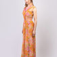 Strappy floral print chiffon maxi dress