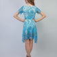 Novelty printed lace handkerchief hem dress