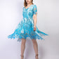 Novelty printed lace handkerchief hem dress