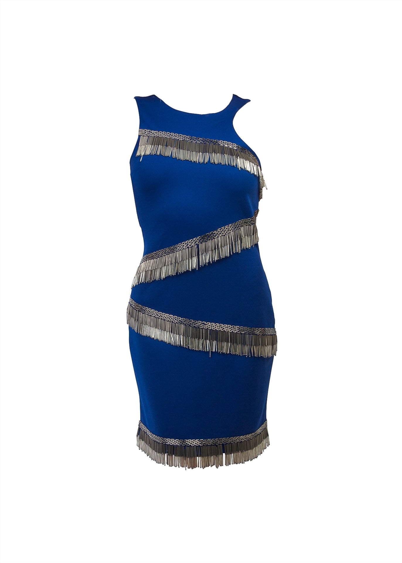 Bodycon asymmetrical shoulder beaded fringe party dress T.Tandon Bodycon asymmetrical shoulder beaded fringe party dress T.Tandon