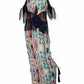 Tribal print silk maxi dress with fringe details- SOLD OUT