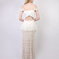 Lace peplum + fringe detail maxi dress
