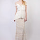 Lace peplum + fringe detail maxi dress