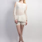 Sheer embroidered georgette cold-shoulder top