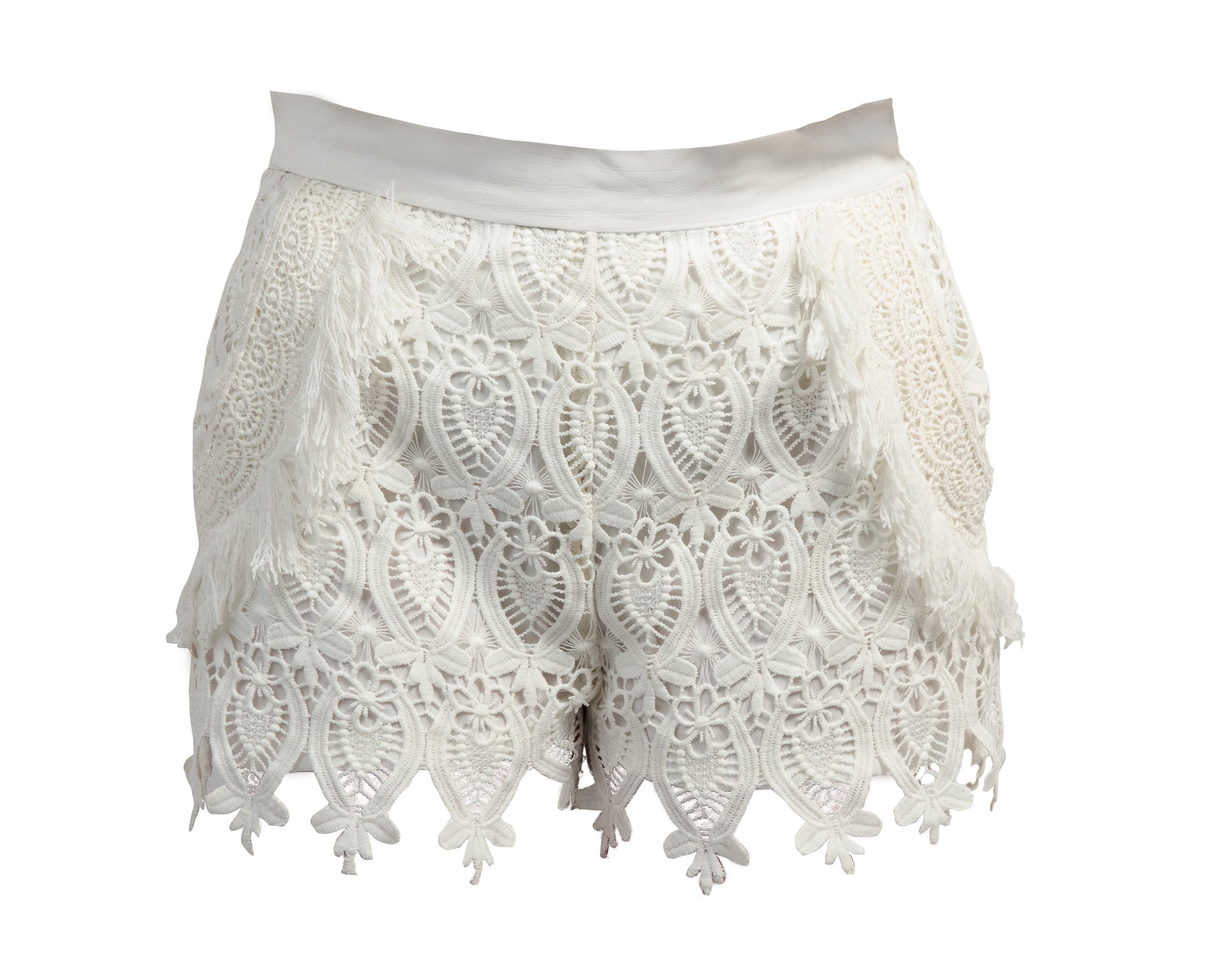 Lace shorts with fringe detailing – T.Tandon