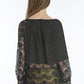 Asymmetrical Silk Top w/ Lace Sleeves