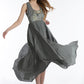 Brocade bodice Silk handkerchief hem gown- SOLD OUT