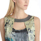 Forrest Print Silk asymmetric neckline top