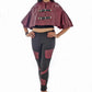 Leather buckled cape with pleated sleeves