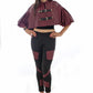 Leather buckled cape with pleated sleeves
