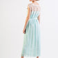 Pastel Mint Silk chiffon self striped dress w/ lace yoke- SOLD OUT