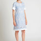 Cotton pinstripe floral embroidery shift dress