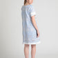 Cotton pinstripe floral embroidery shift dress