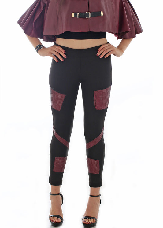 Ponte and Leather patchwork legging