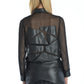 Leather & houndstooth skirt w/ asymmetrical hem