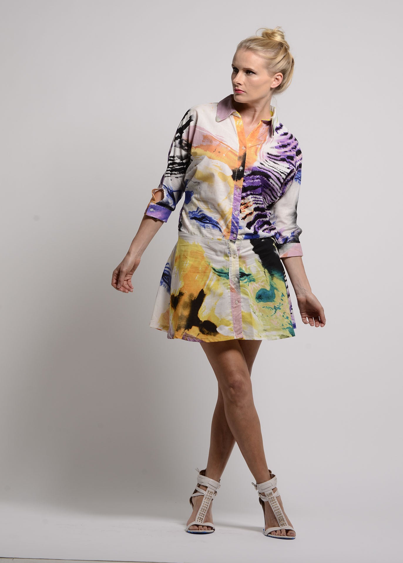 Digital print cotton shirt dress - SOLD OUT