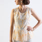 Peplum floral lace, open back blouse