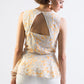 Peplum floral lace, open back blouse