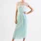 Pastel Mint Silk chiffon self striped dress w/ lace yoke- SOLD OUT