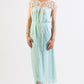 Pastel Mint Silk chiffon self striped dress w/ lace yoke- SOLD OUT