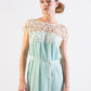 Pastel Mint Silk chiffon self striped dress w/ lace yoke- SOLD OUT