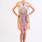 Multi-color tribal print chiffon short dress with lace details