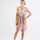 Multi-color tribal print chiffon short dress with lace details