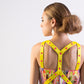 Multi-color tribal print chiffon maxi dress with straps detail