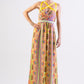 Multi-color tribal print chiffon maxi dress with straps detail
