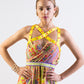 Multi-color tribal print chiffon maxi dress with straps detail