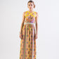 Multi-color tribal print chiffon maxi dress with straps detail