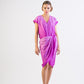 Self patterned ombre silk draping detail dress - SOLD OUT