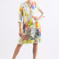 Silk/ Cotton abstract bird print fit & flare dress