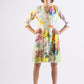 Silk/ Cotton abstract bird print fit & flare dress
