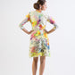 Silk/ Cotton abstract bird print fit & flare dress