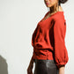Silk wrap front top with side buttons