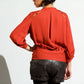 Silk wrap front top with side buttons